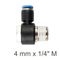 AIRCRAFT Swivel Elbow Pu 4mm X 1/4' M